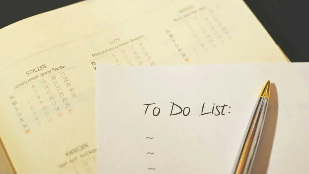 A to do list with a pen