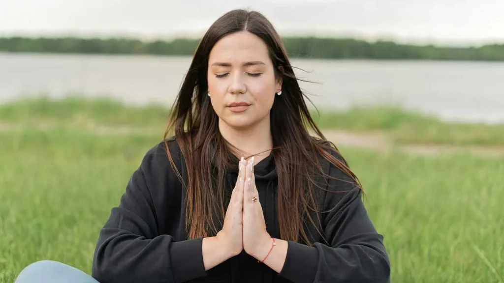 A woman meditating