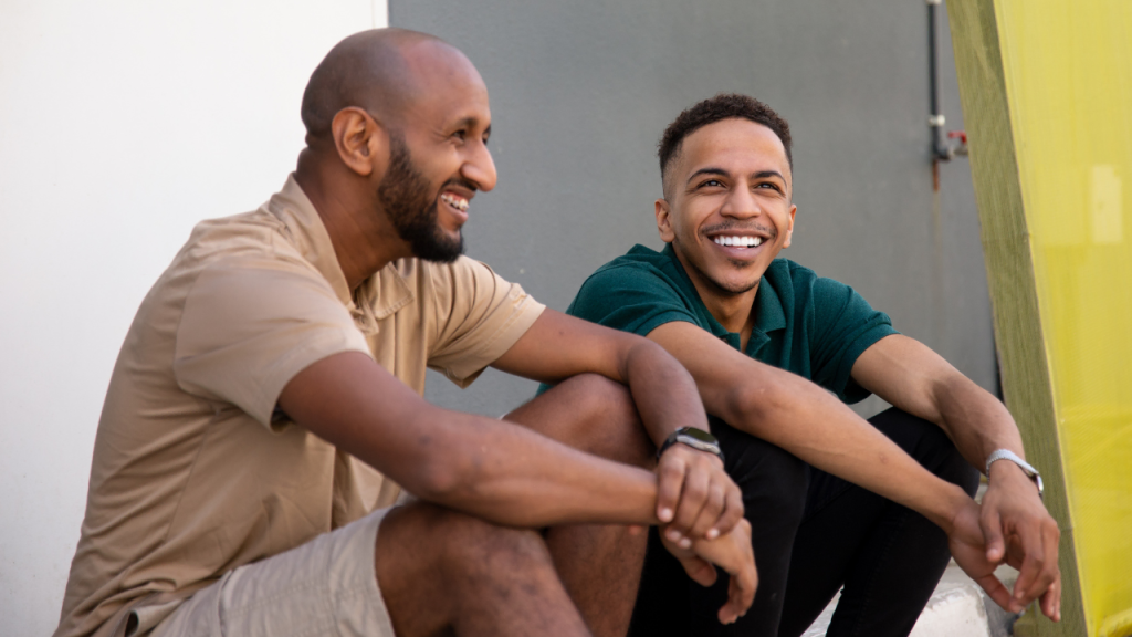 Two young men having a conversation