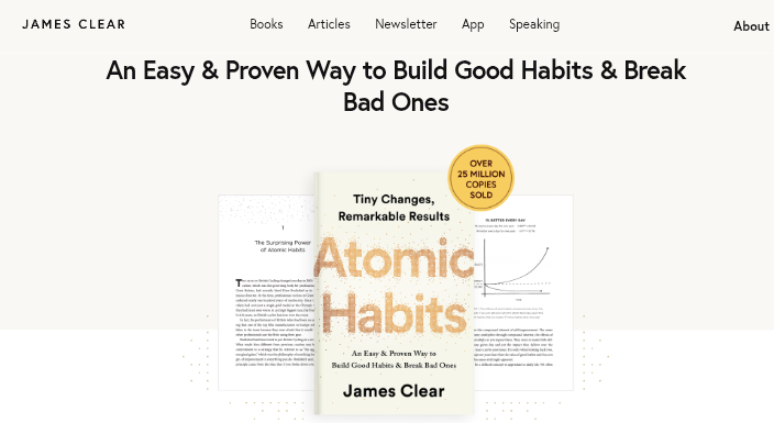 James Clear blog homepage 