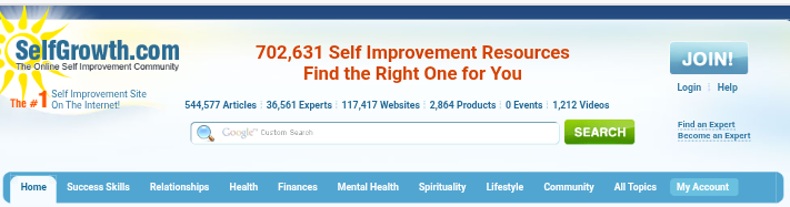 Self growth blog homepage 