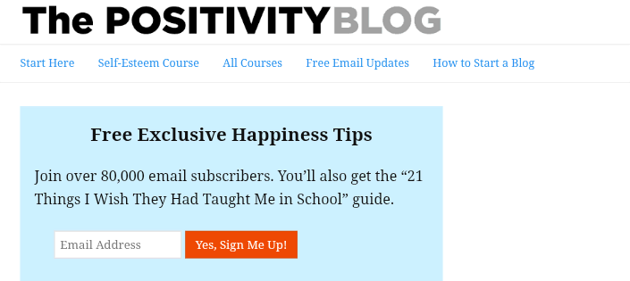 The positivity blog homepage 