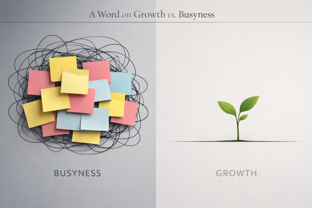 An illustration depicting busyness vs growth