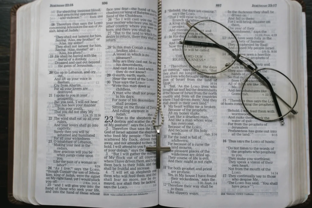 An open Bible displaying obedience to God's word